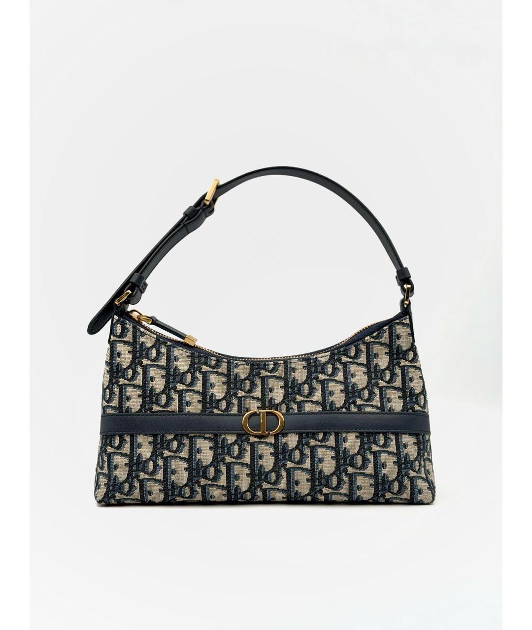 CHRISTIAN DIOR Темно-синяя жаккардовая сумка с короткими ручками, фото 8