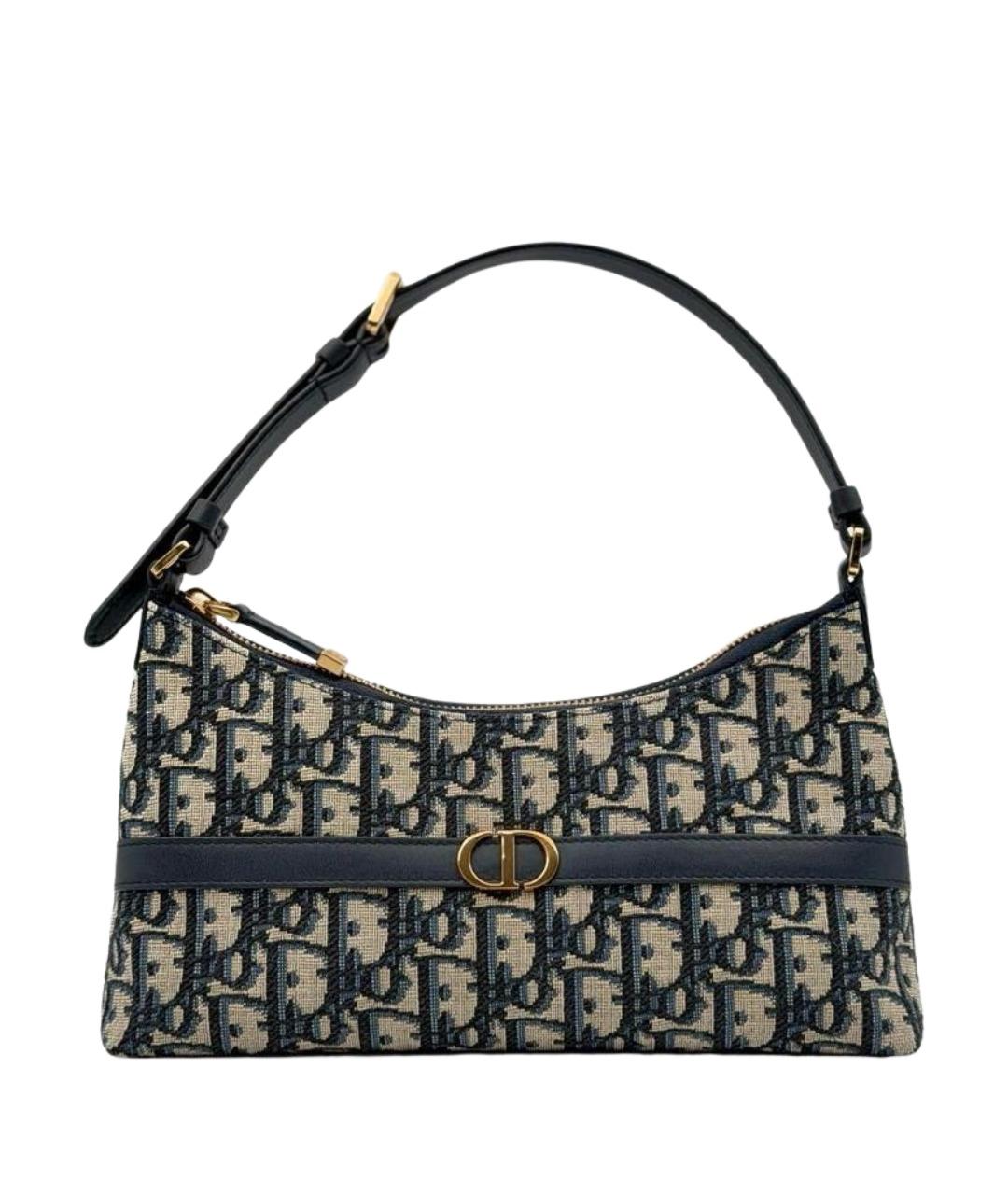 CHRISTIAN DIOR Темно-синяя жаккардовая сумка с короткими ручками, фото 1