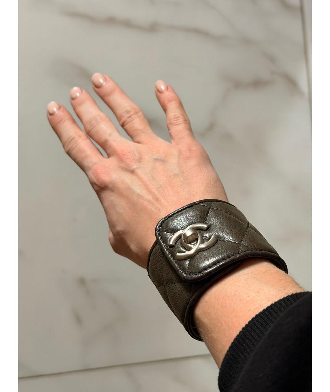 CHANEL Черный кожаный браслет, фото 4