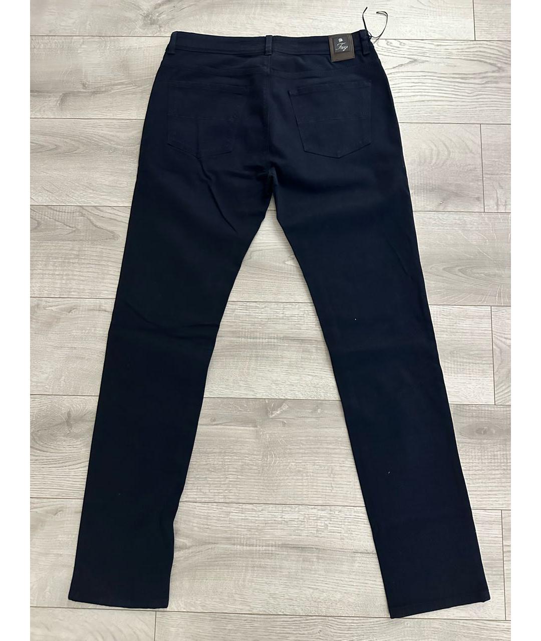 FAY Темно-синие хлопко-эластановые повседневные брюки, фото 2