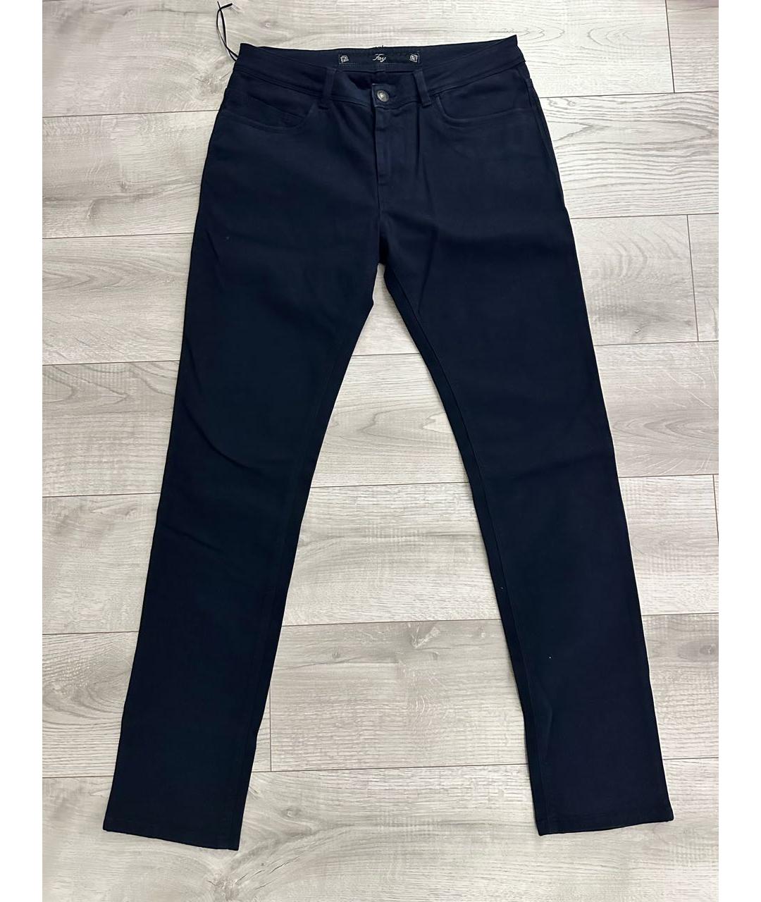FAY Темно-синие хлопко-эластановые повседневные брюки, фото 7
