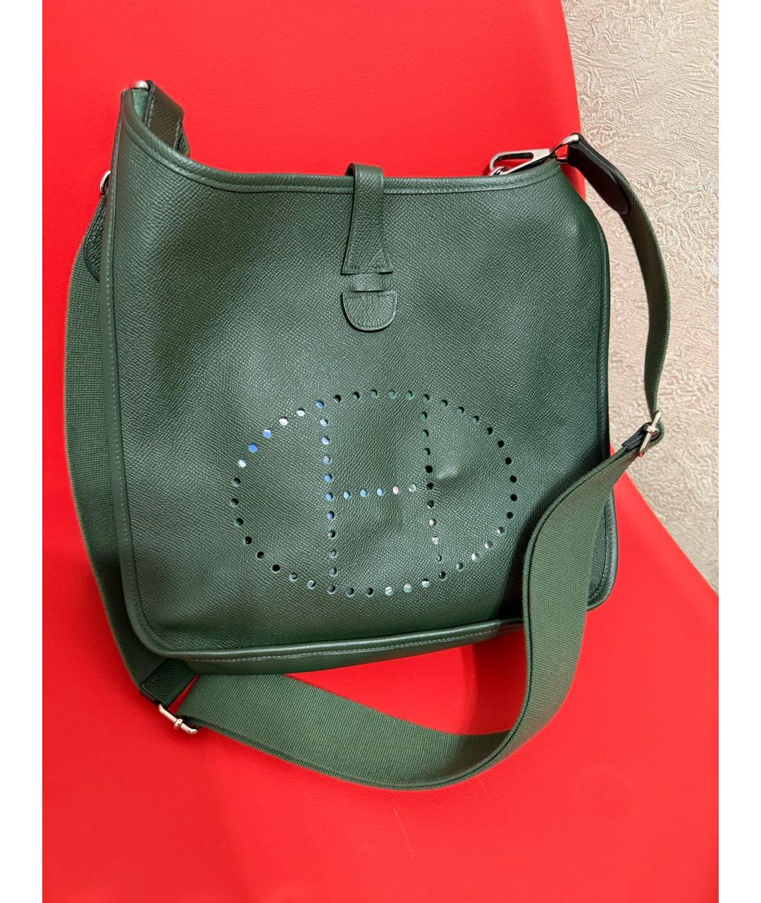 HERMES Зеленая кожаная сумка через плечо, фото 9