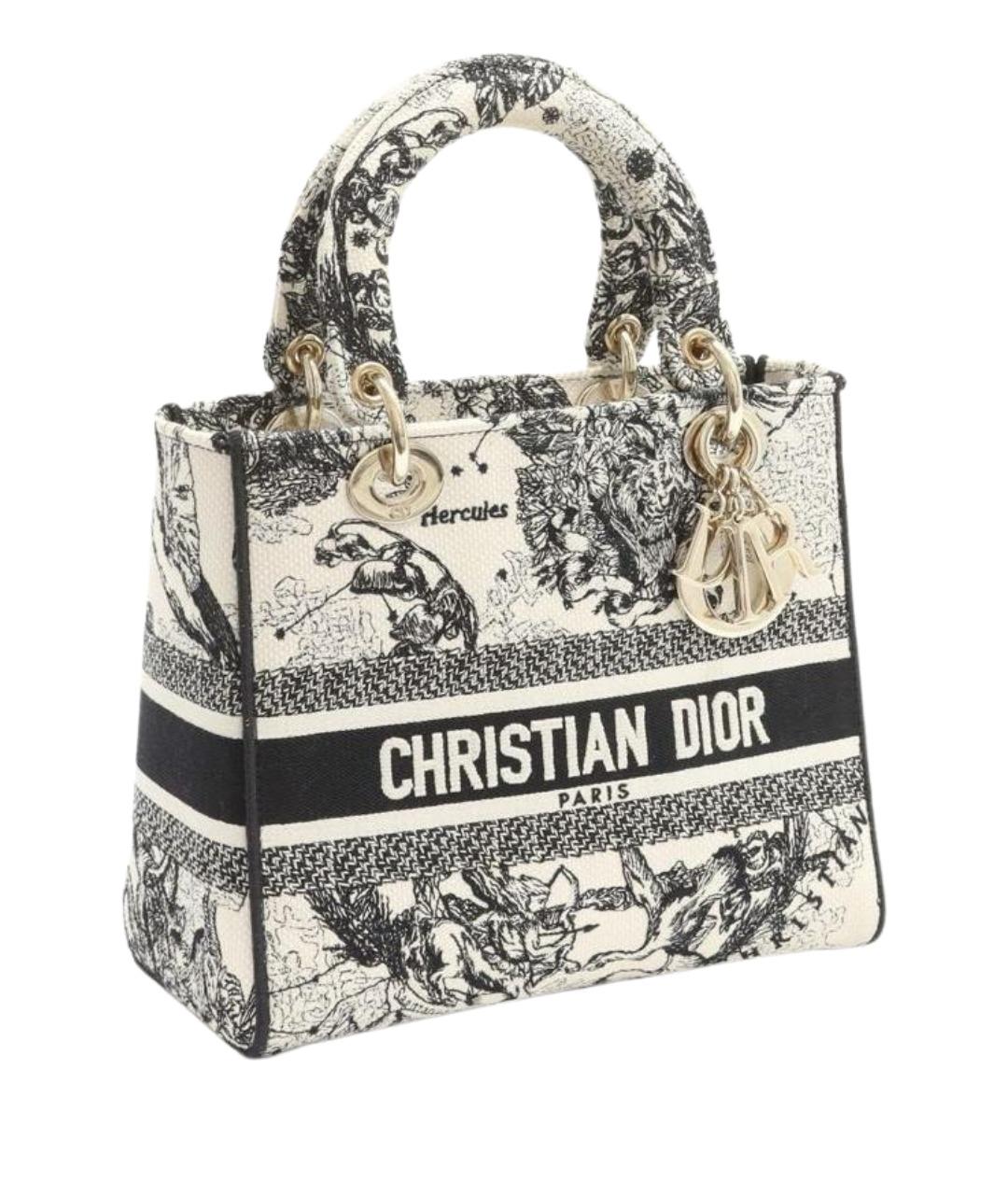 CHRISTIAN DIOR Белая жаккардовая сумка с короткими ручками, фото 1