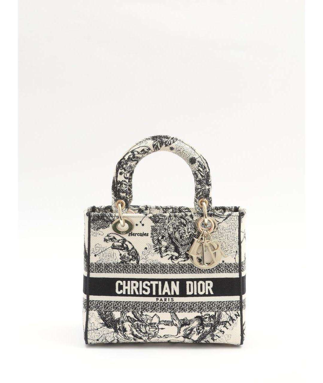 CHRISTIAN DIOR Белая жаккардовая сумка с короткими ручками, фото 2