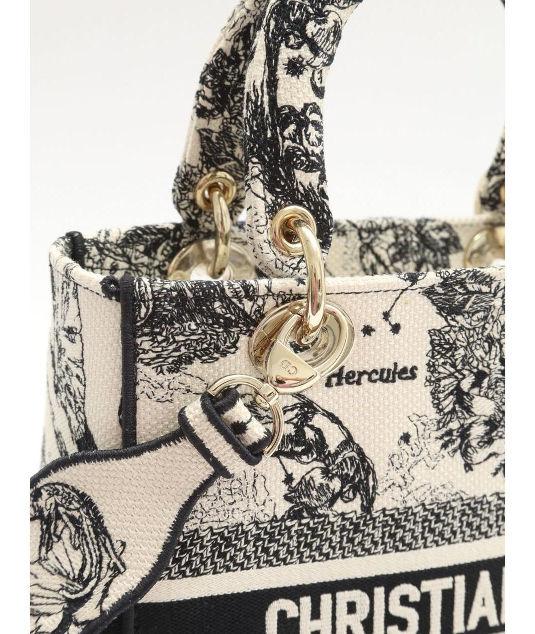 CHRISTIAN DIOR Белая жаккардовая сумка с короткими ручками, фото 8