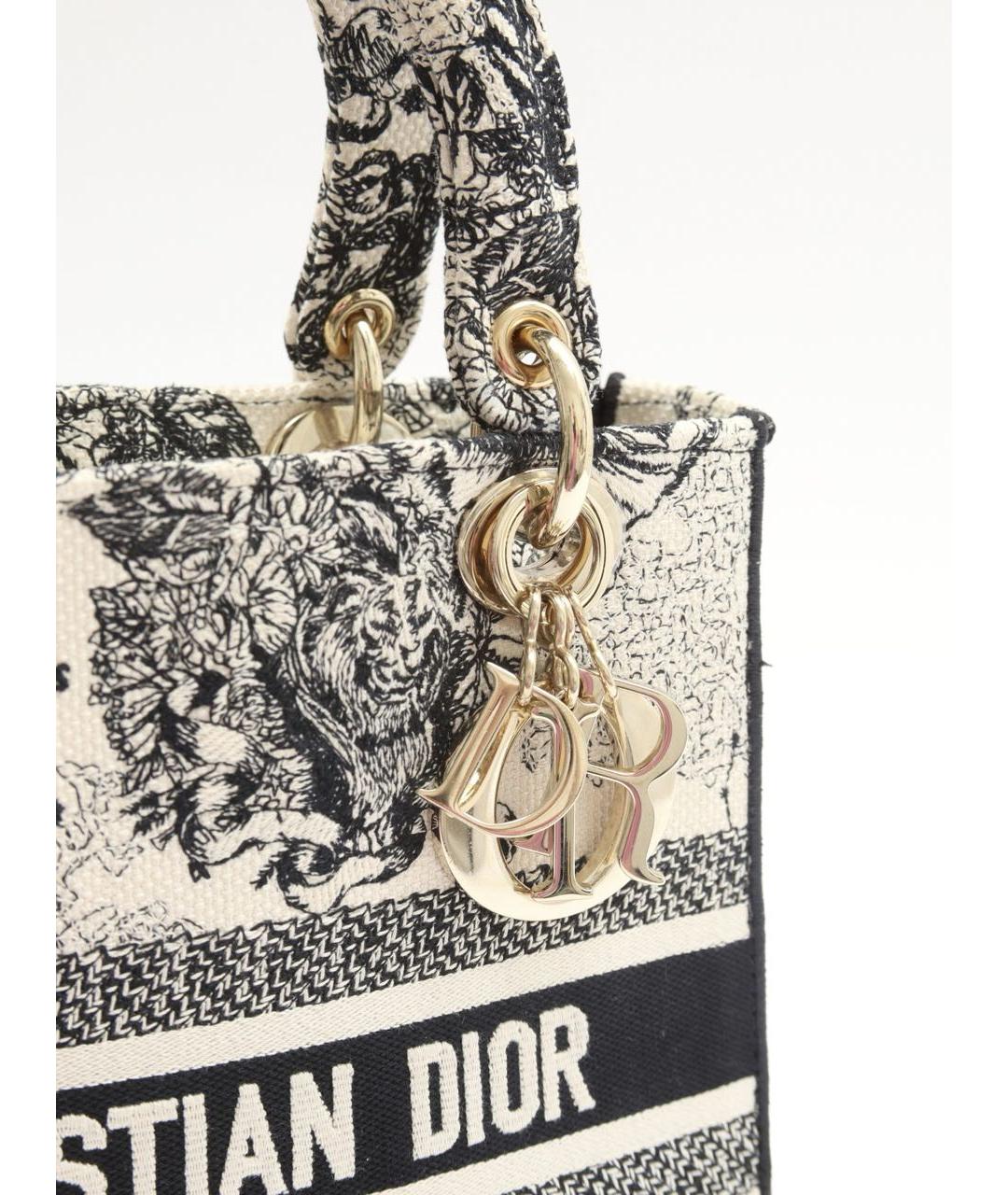 CHRISTIAN DIOR Белая жаккардовая сумка с короткими ручками, фото 4