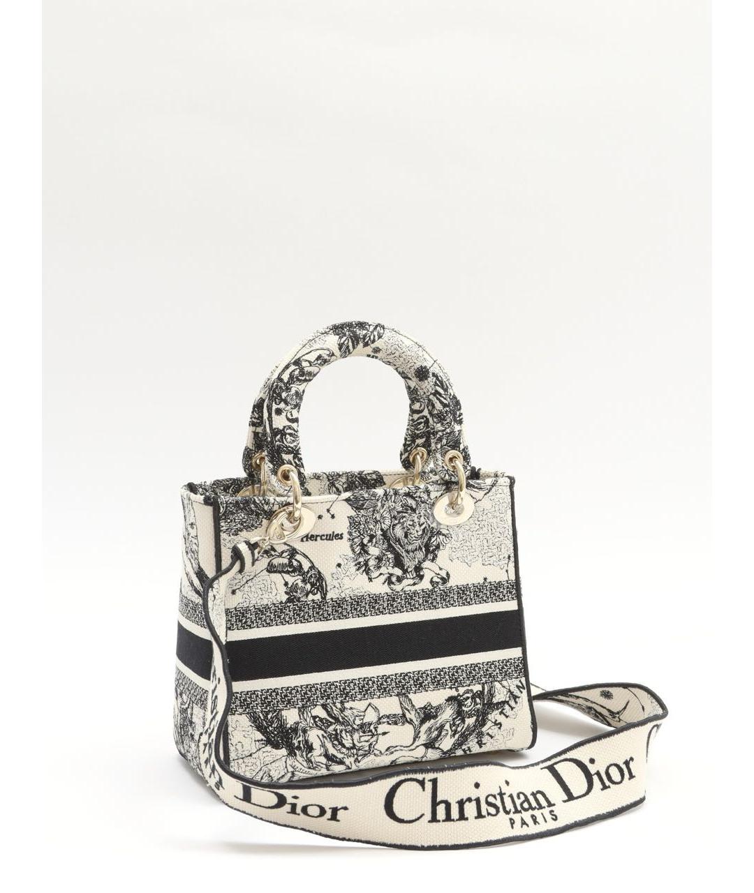 CHRISTIAN DIOR Белая жаккардовая сумка с короткими ручками, фото 3