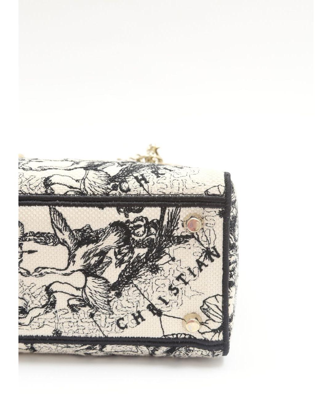 CHRISTIAN DIOR Белая жаккардовая сумка с короткими ручками, фото 6