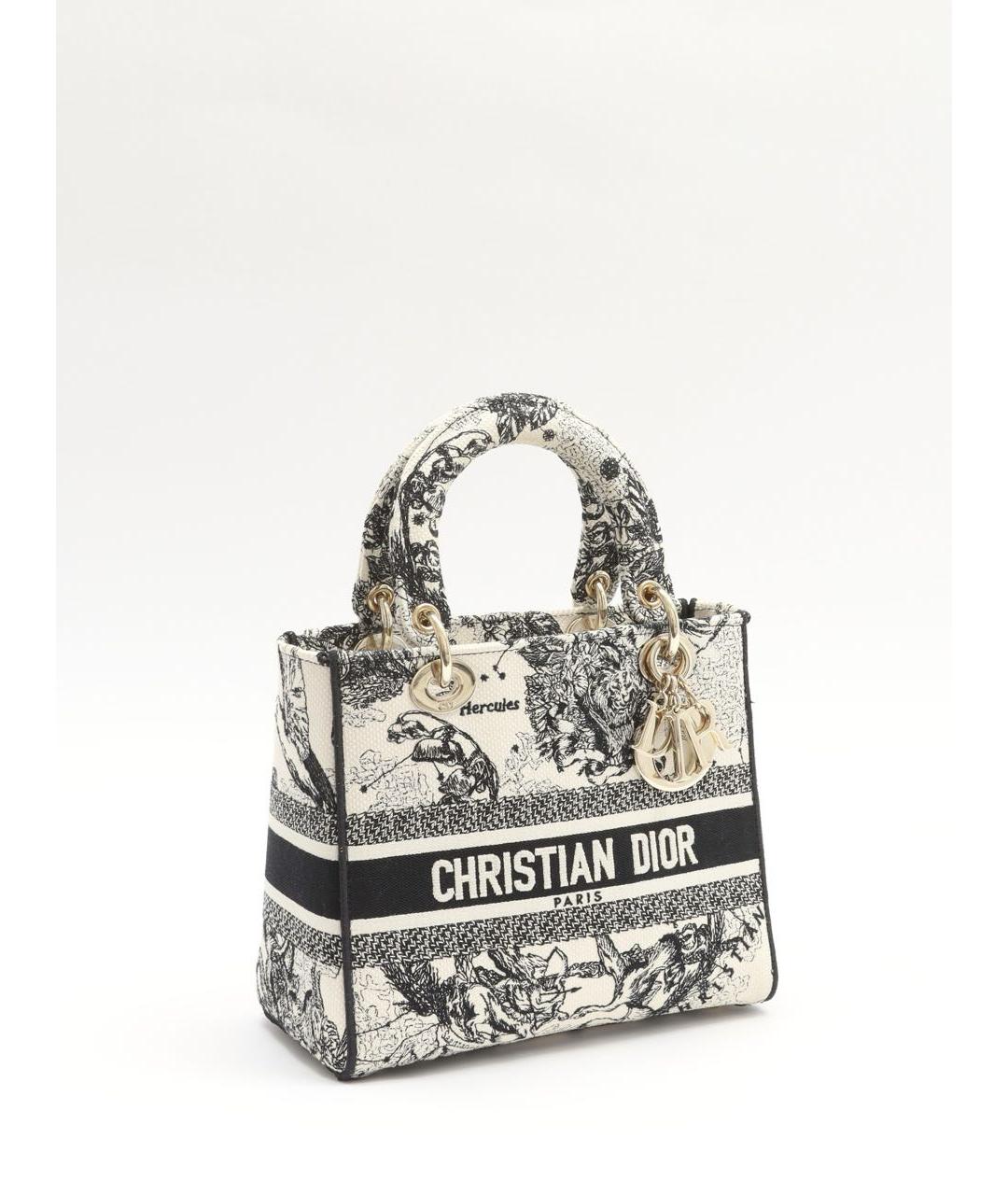 CHRISTIAN DIOR Белая жаккардовая сумка с короткими ручками, фото 9