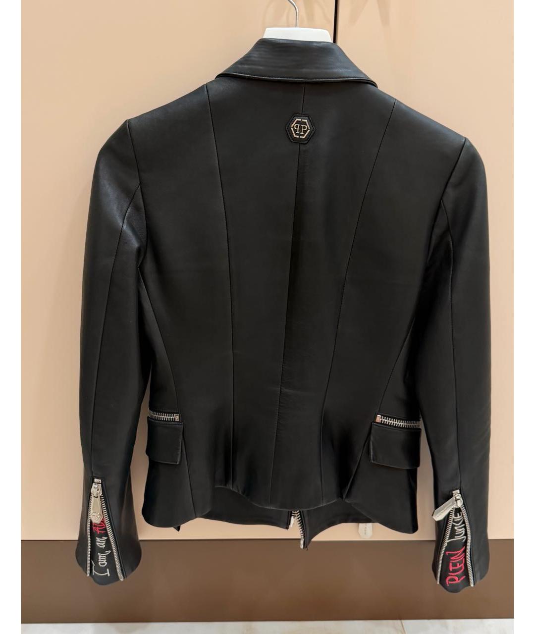 PHILIPP PLEIN Черная кожаная куртка, фото 2