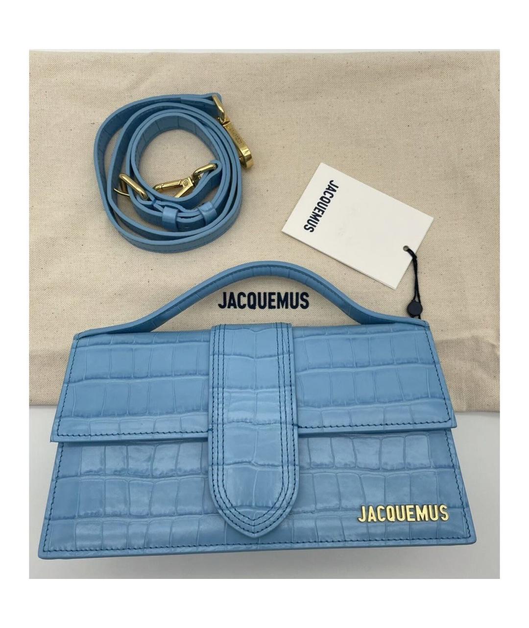 JACQUEMUS Голубая кожаная сумка с короткими ручками, фото 6