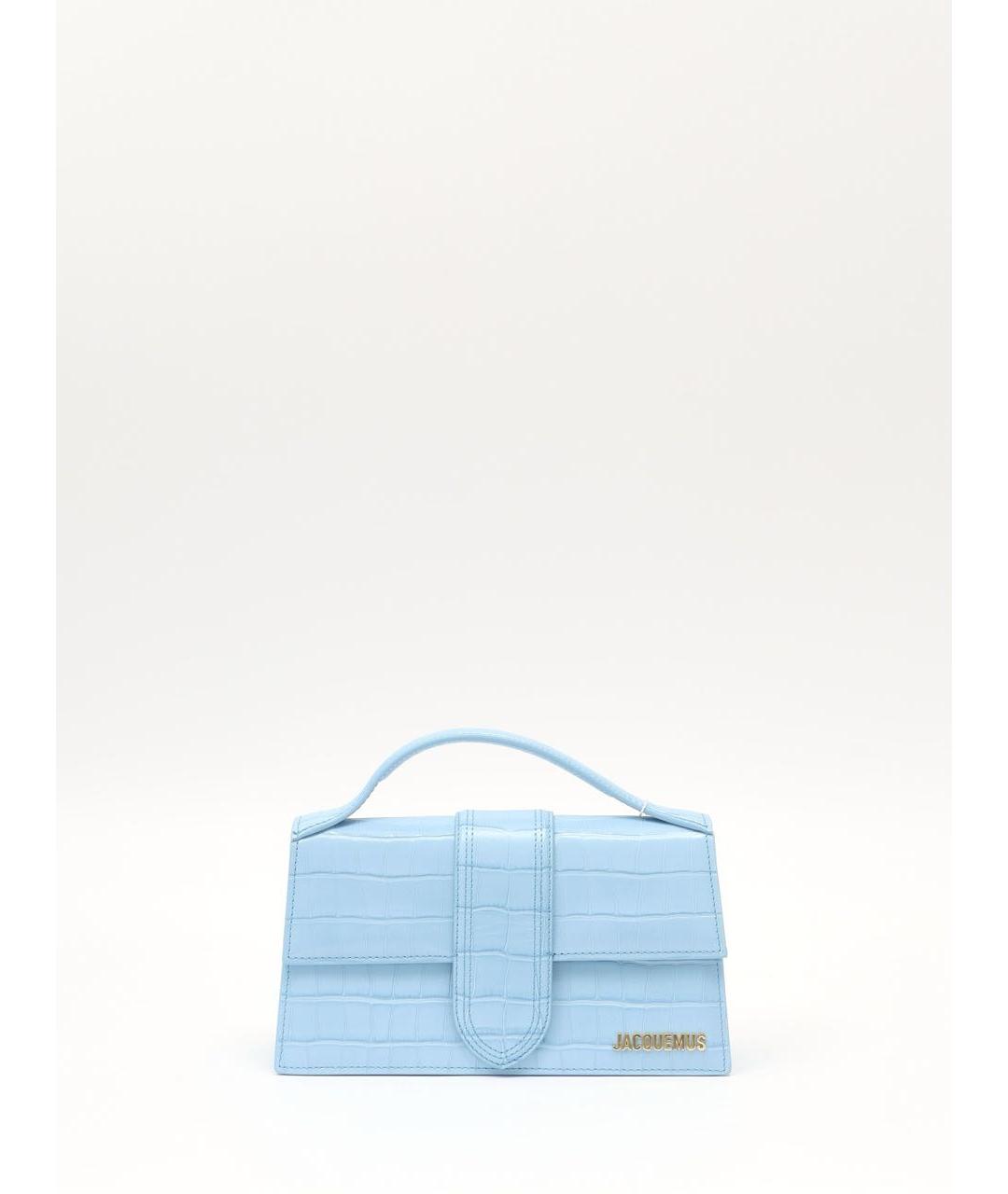 JACQUEMUS Голубая кожаная сумка с короткими ручками, фото 7