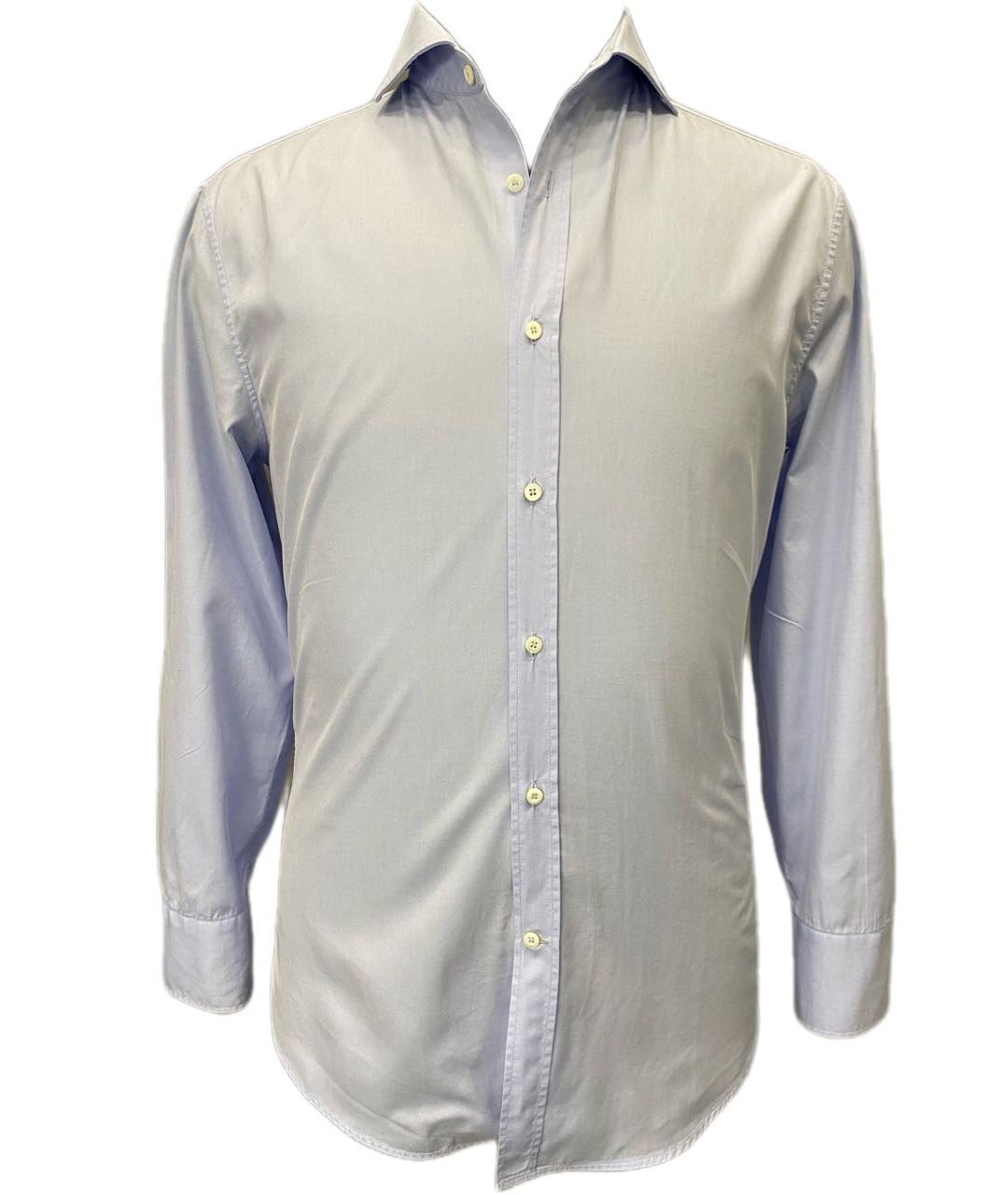 BRUNELLO CUCINELLI Голубая хлопковая классическая рубашка, фото 7
