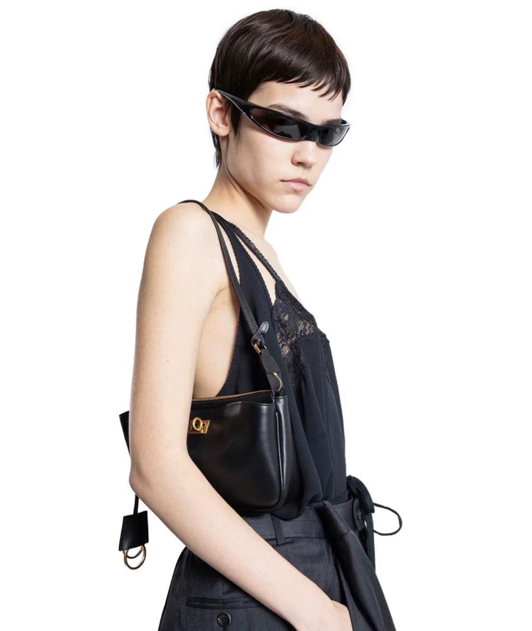 BALENCIAGA Черная кожаная сумка через плечо, фото 3