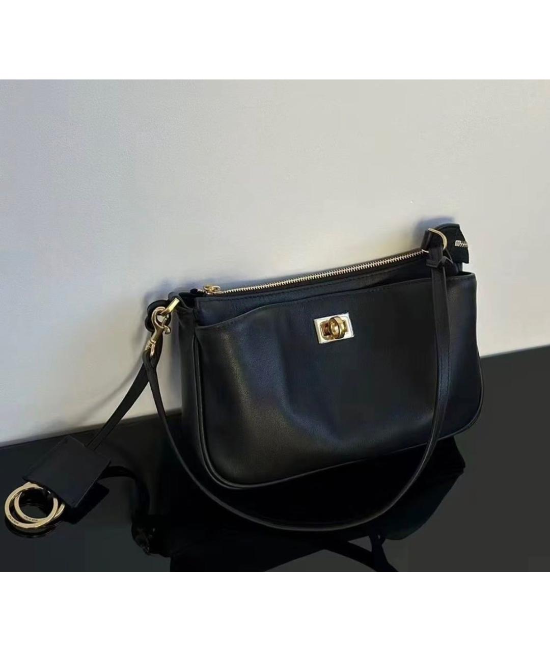BALENCIAGA Черная кожаная сумка через плечо, фото 5
