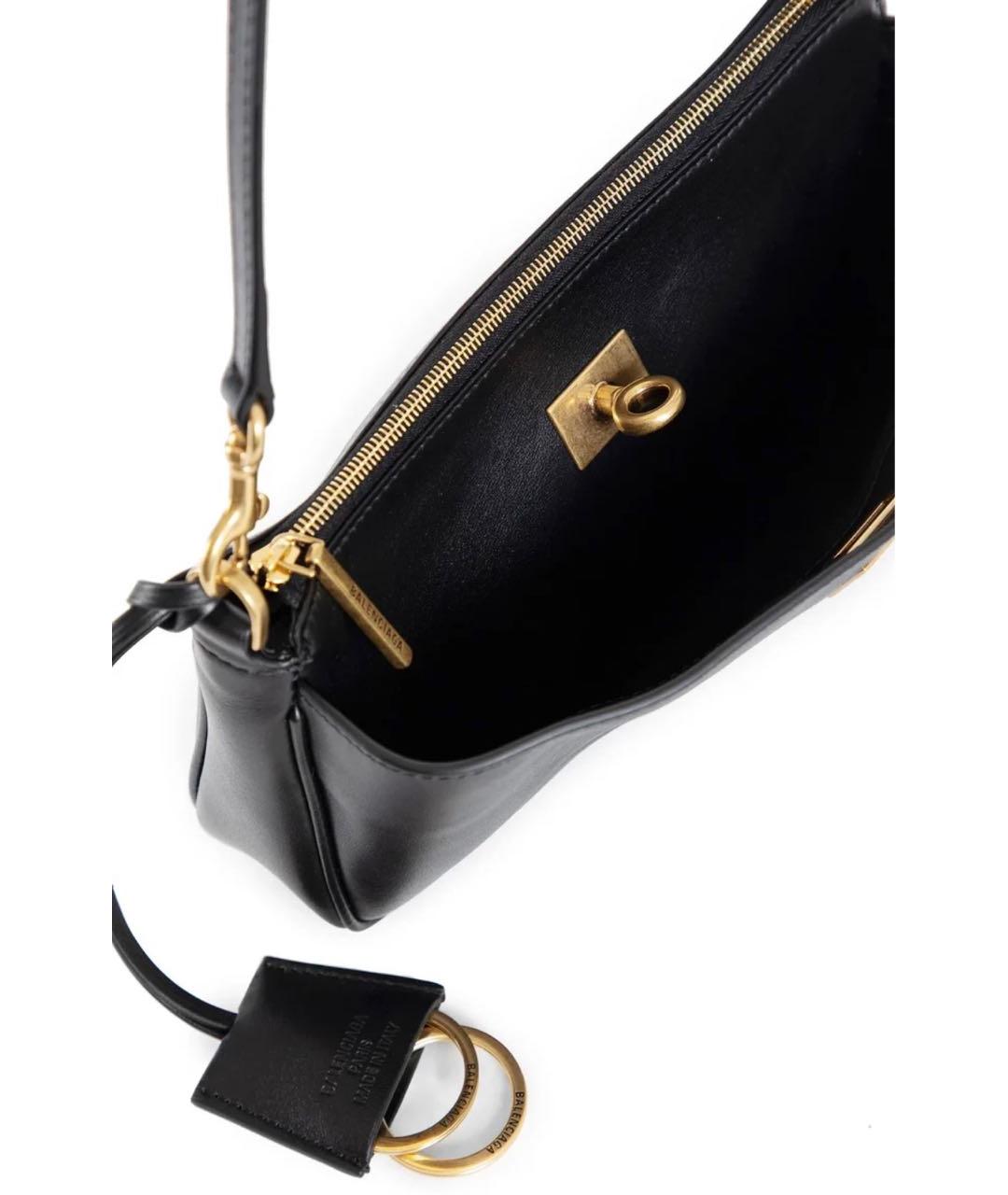 BALENCIAGA Черная кожаная сумка через плечо, фото 4