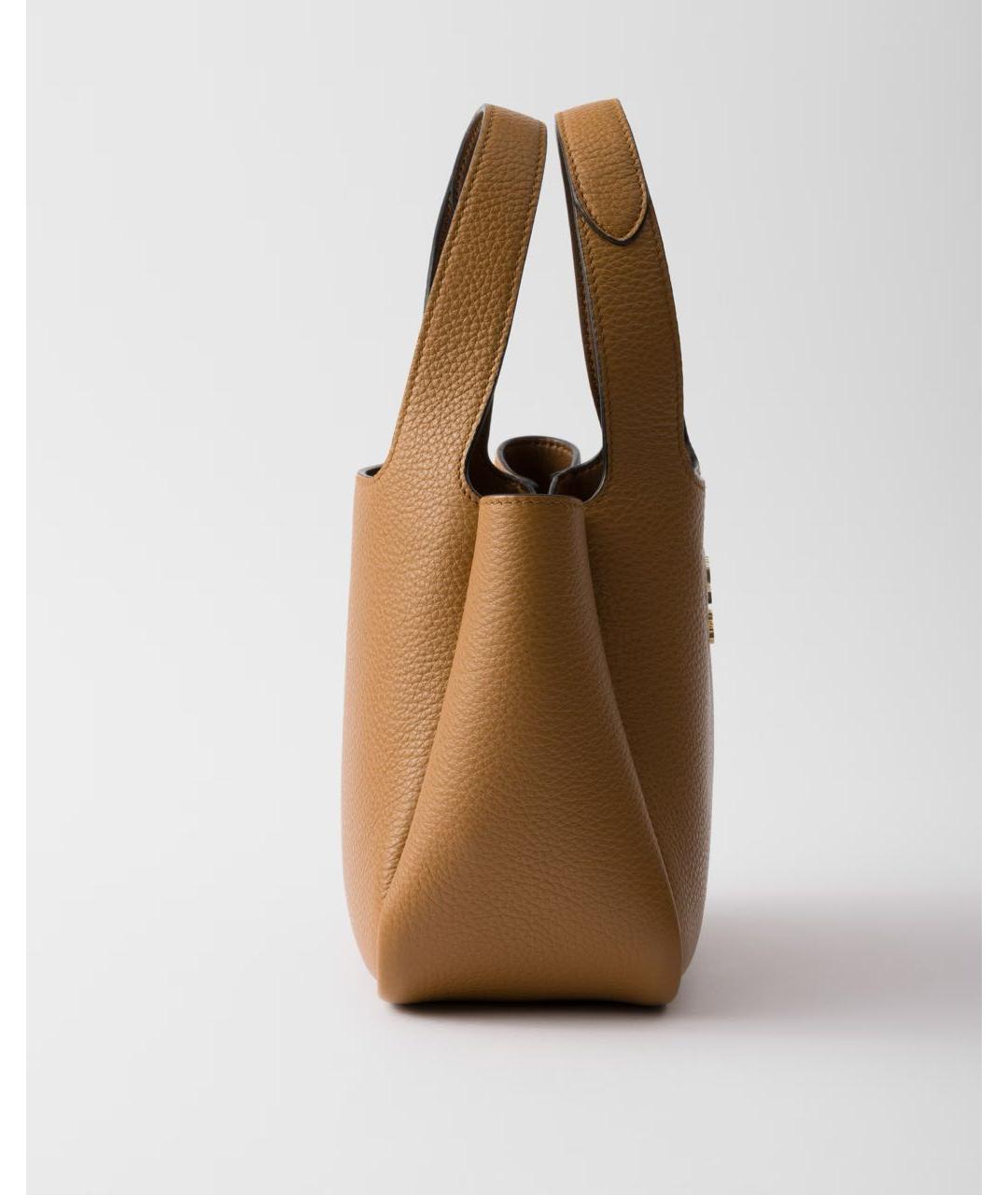 PRADA Коричневая кожаная сумка с короткими ручками, фото 4