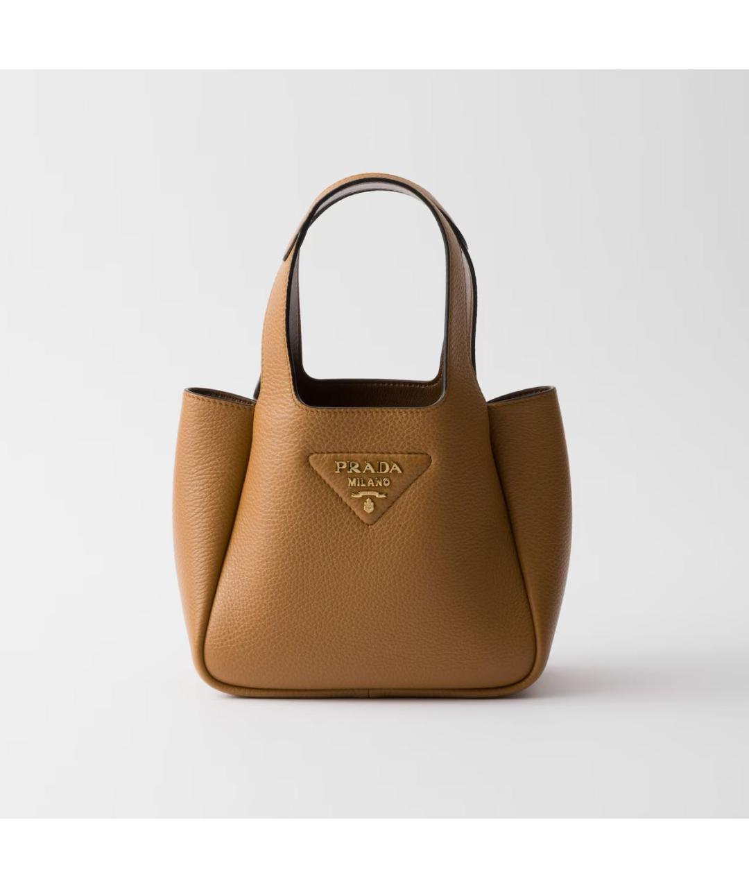 PRADA Коричневая кожаная сумка с короткими ручками, фото 5
