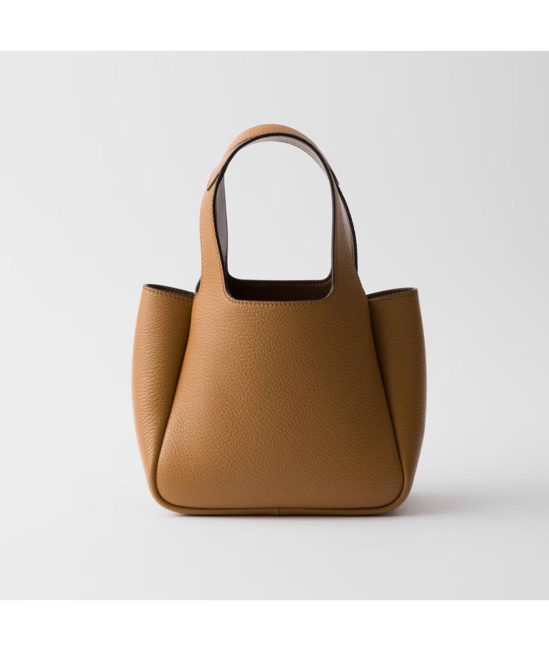 PRADA Коричневая кожаная сумка с короткими ручками, фото 3