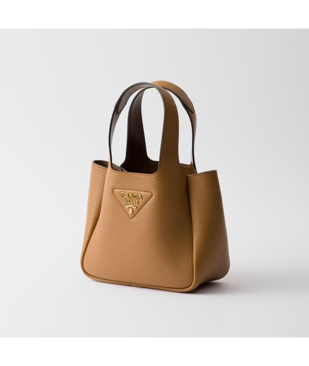 PRADA Коричневая кожаная сумка с короткими ручками, фото 2
