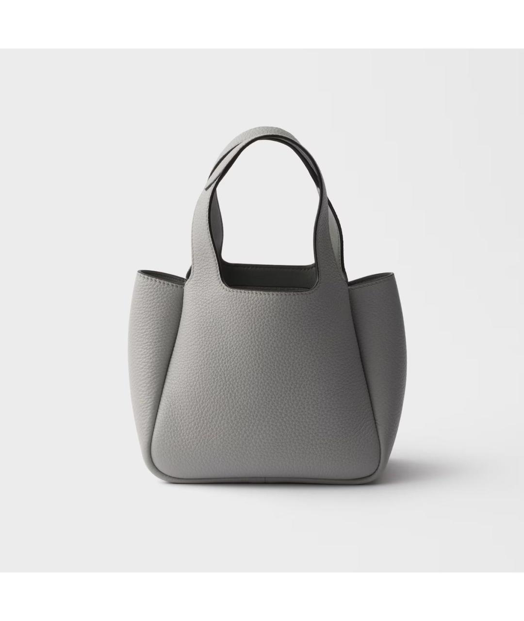 PRADA Серая кожаная сумка с короткими ручками, фото 3
