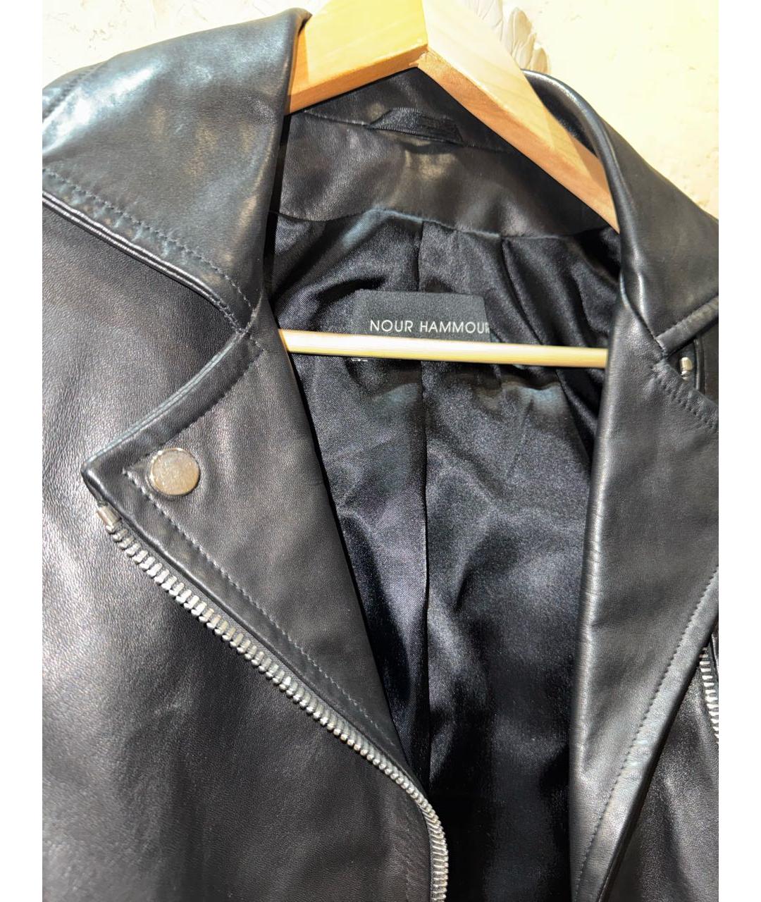 NOUR HAMMOUR Черная кожаная куртка, фото 3