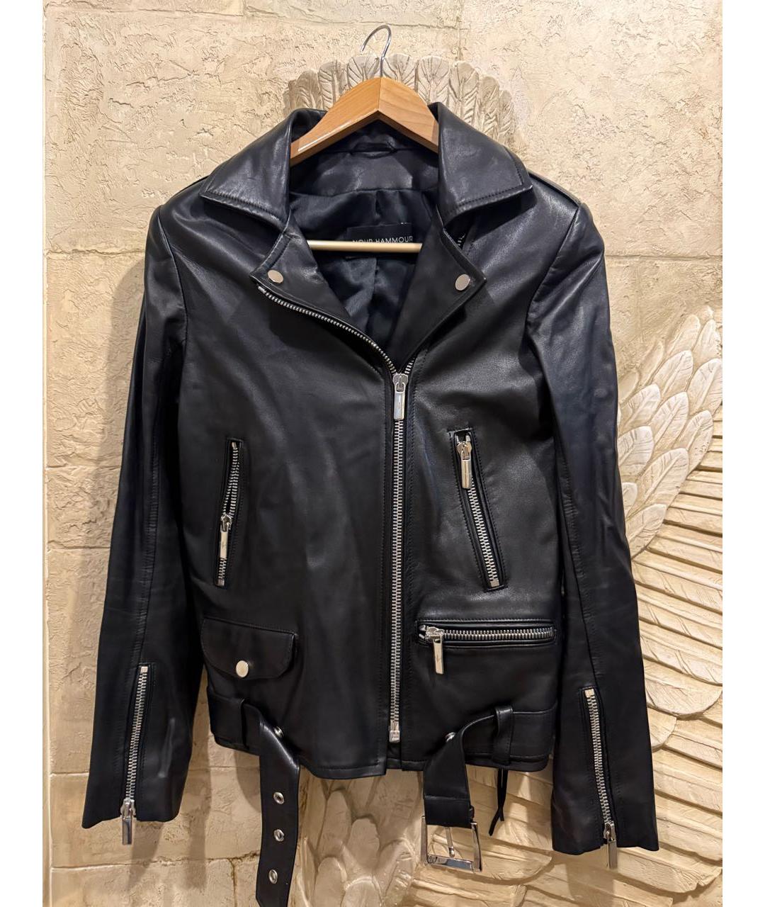 NOUR HAMMOUR Черная кожаная куртка, фото 4