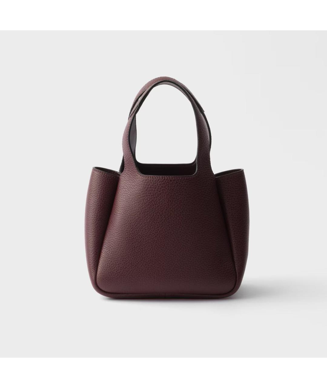 PRADA Бордовая кожаная сумка с короткими ручками, фото 4