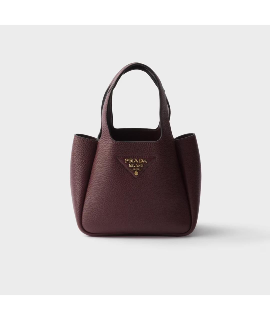 PRADA Бордовая кожаная сумка с короткими ручками, фото 6