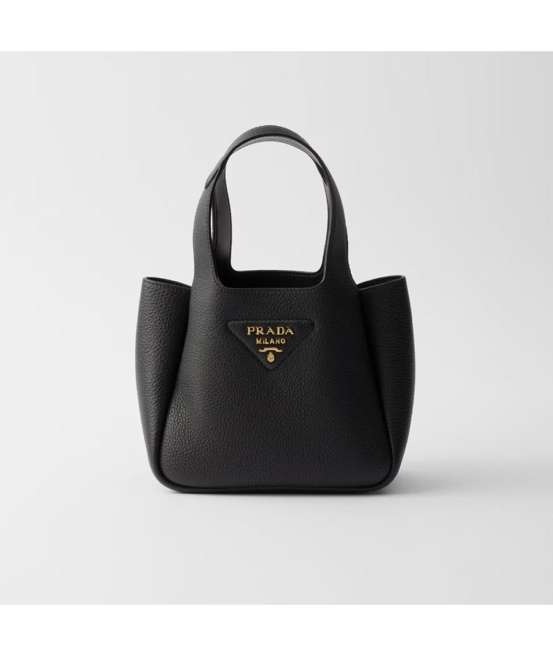 PRADA Черная кожаная сумка с короткими ручками, фото 4