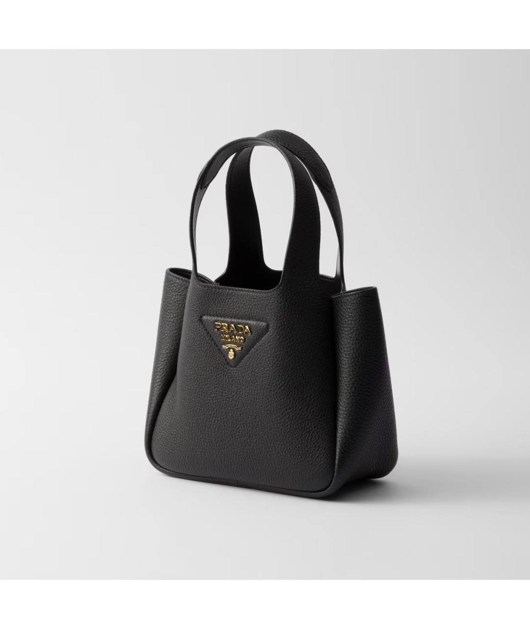 PRADA Черная кожаная сумка с короткими ручками, фото 2