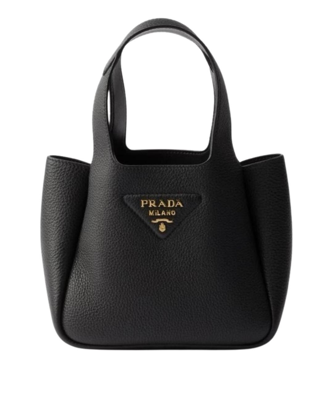 PRADA Черная кожаная сумка с короткими ручками, фото 1