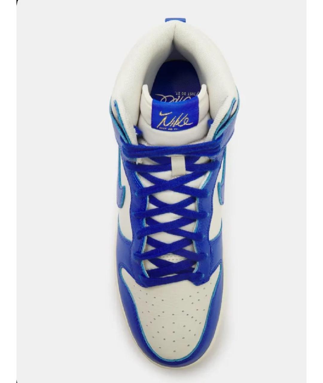 NIKE Синие кожаные высокие кроссовки / кеды, фото 2