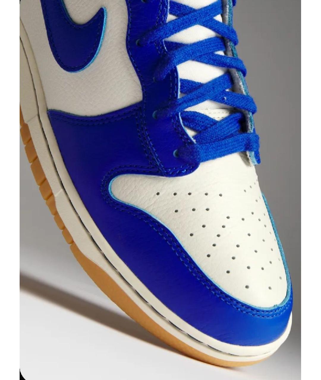 NIKE Синие кожаные высокие кроссовки / кеды, фото 3