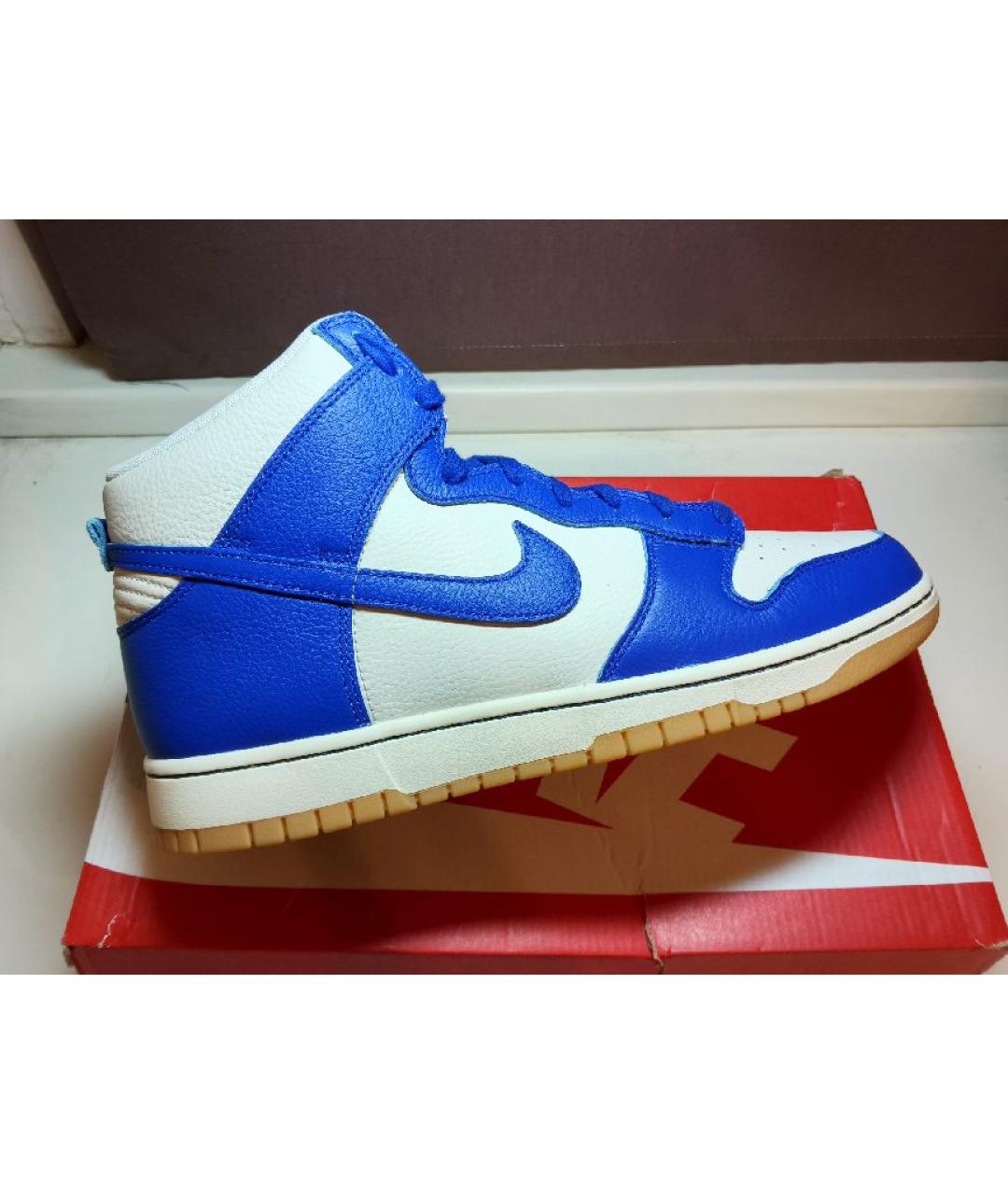 NIKE Синие кожаные высокие кроссовки / кеды, фото 4