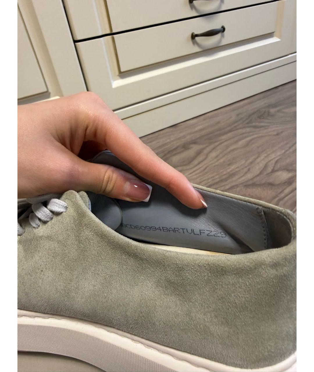 SANTONI Серые замшевые кеды, фото 6