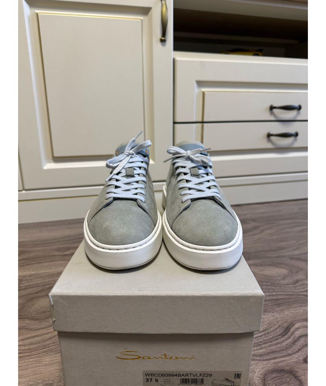 SANTONI Серые замшевые кеды, фото 2