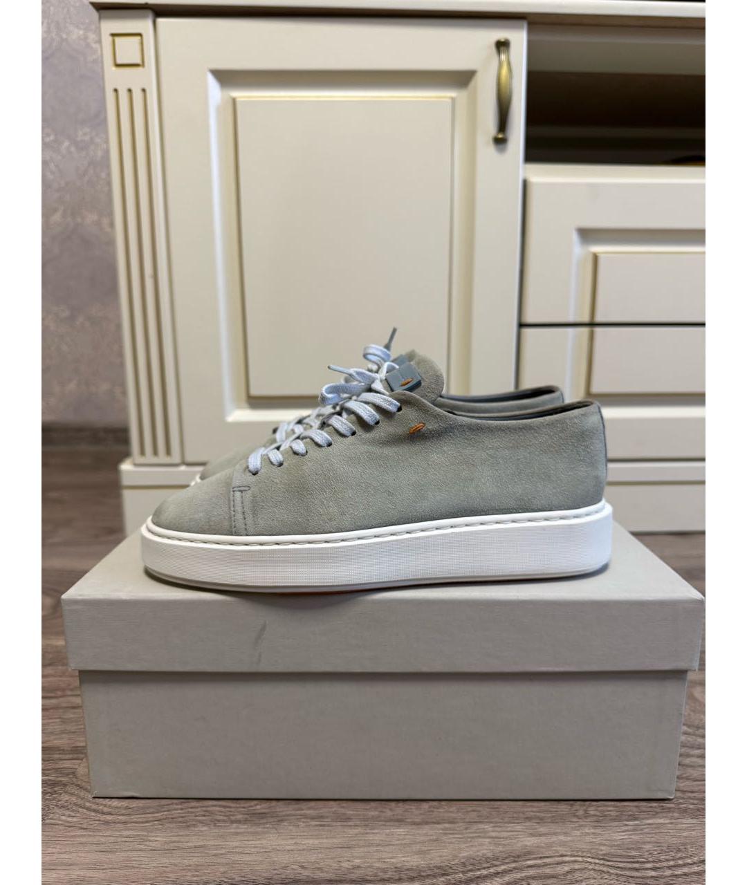 SANTONI Серые замшевые кеды, фото 3