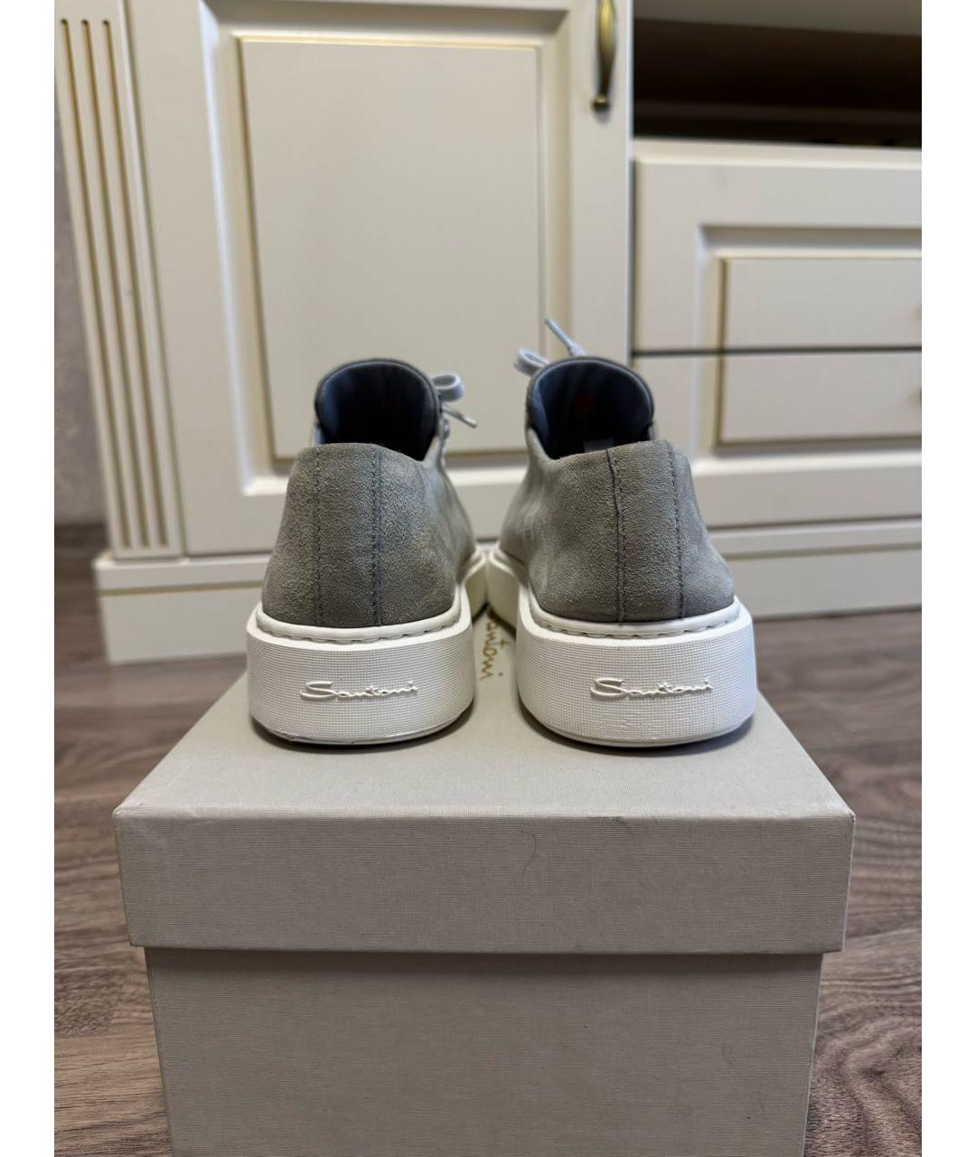 SANTONI Серые замшевые кеды, фото 4