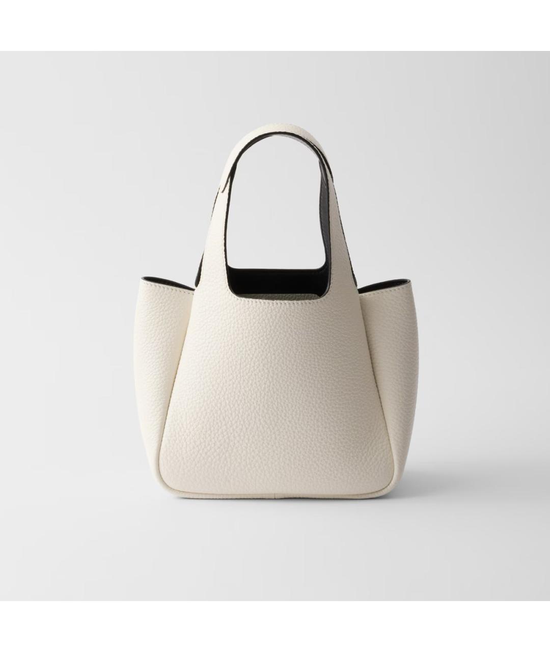 PRADA Белая кожаная сумка с короткими ручками, фото 3