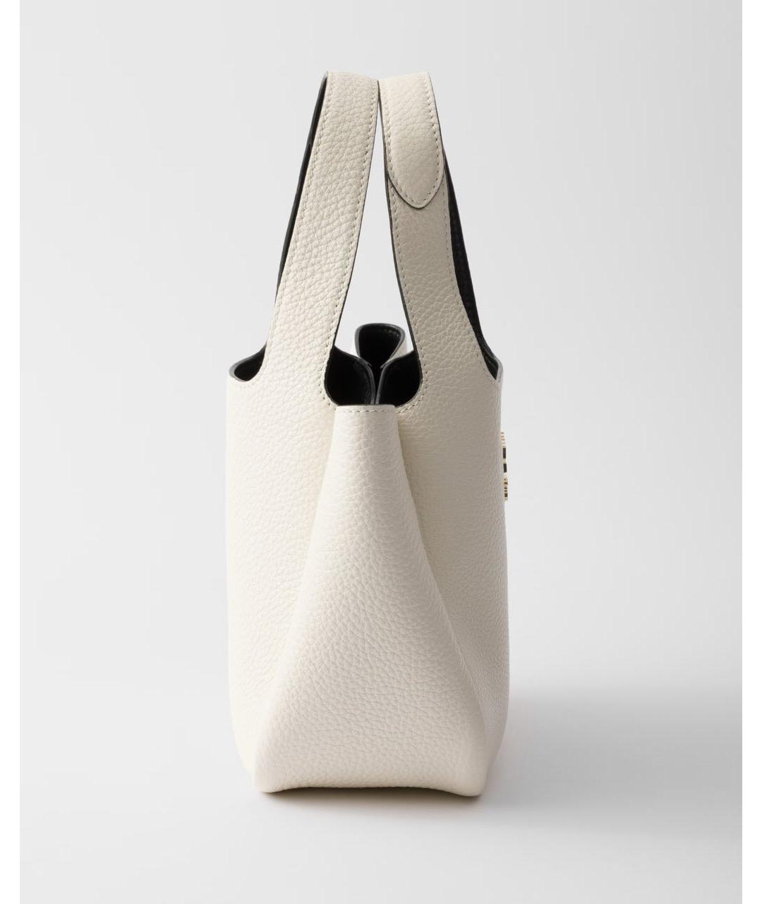 PRADA Белая кожаная сумка с короткими ручками, фото 4