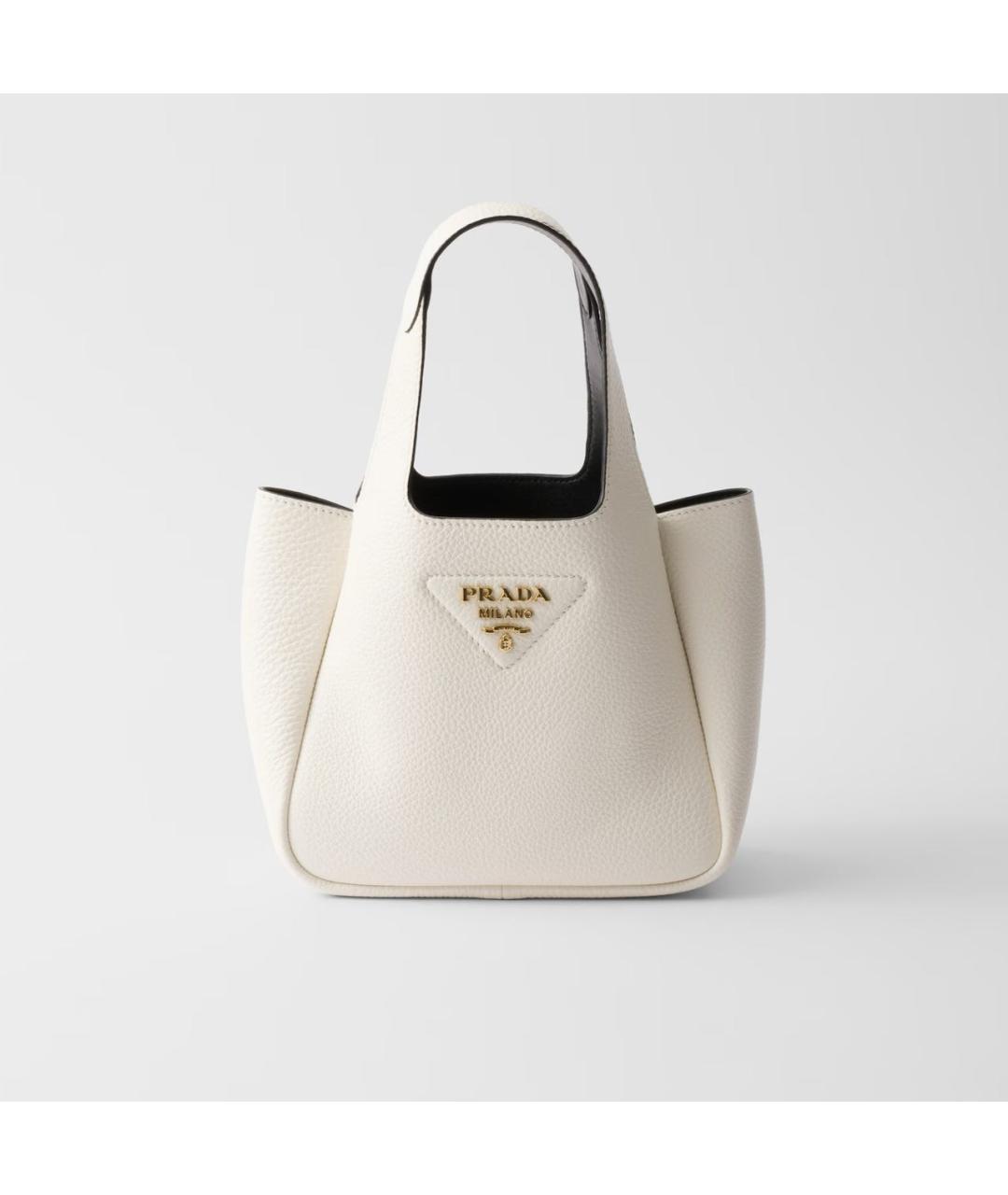 PRADA Белая кожаная сумка с короткими ручками, фото 5