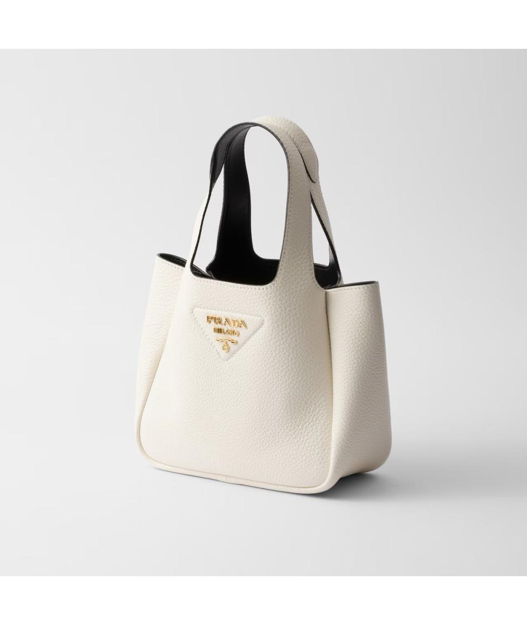 PRADA Белая кожаная сумка с короткими ручками, фото 2