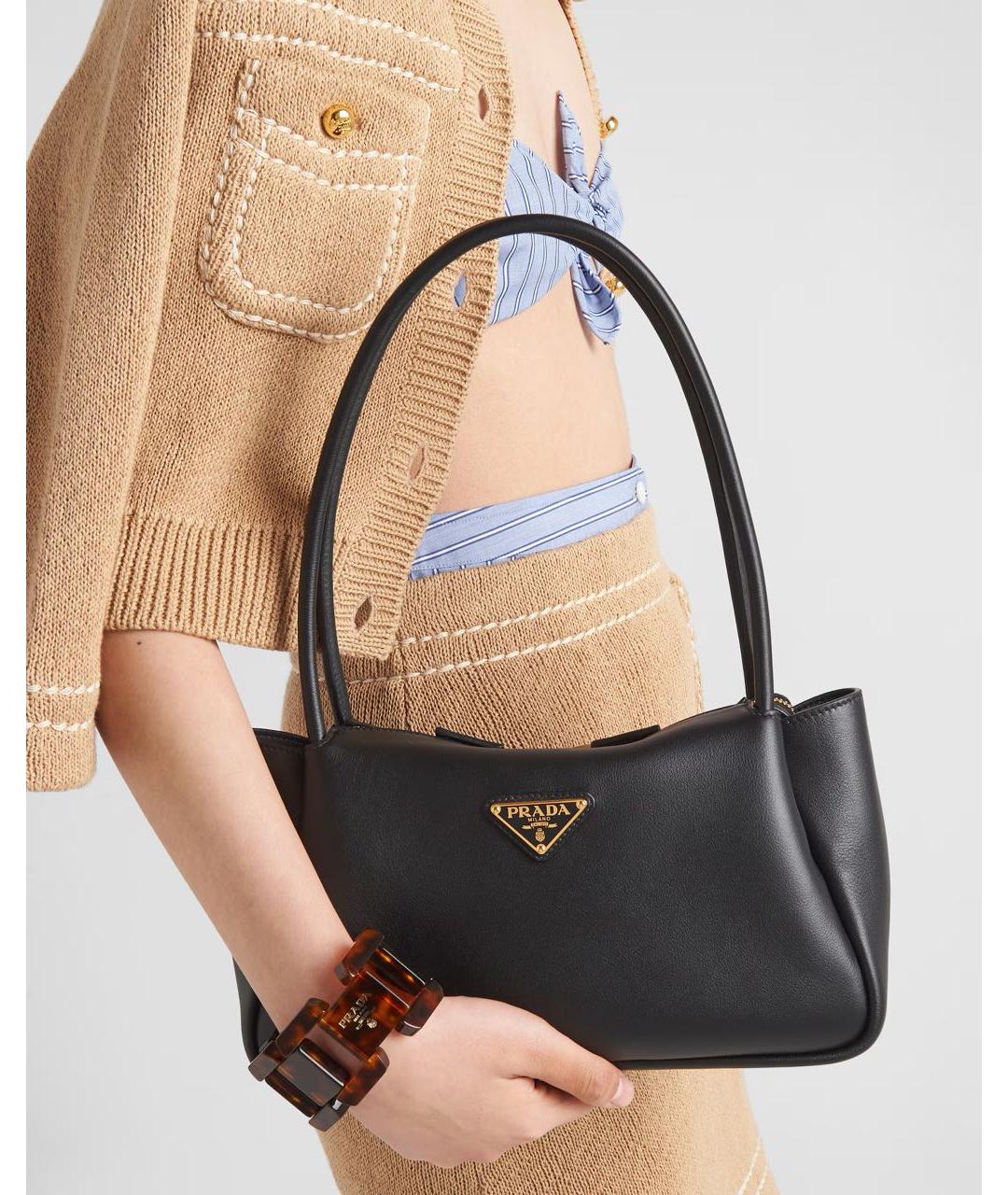 PRADA Черная кожаная сумка через плечо, фото 7