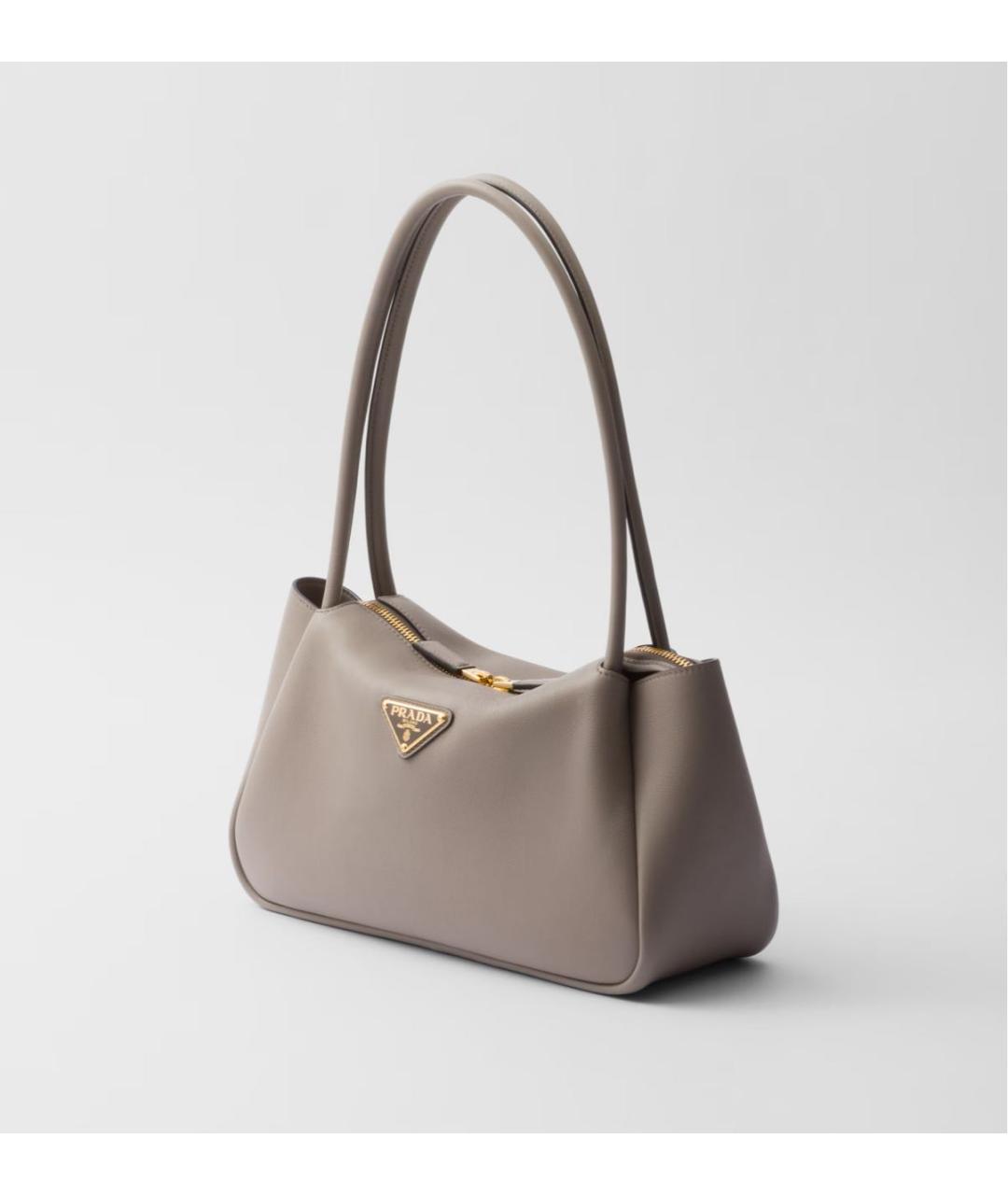 PRADA Серая кожаная сумка через плечо, фото 3