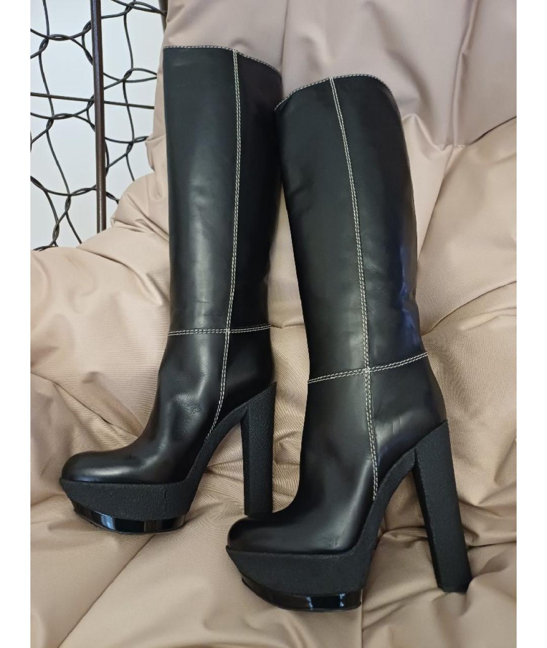 CASADEI Черные кожаные сапоги, фото 4