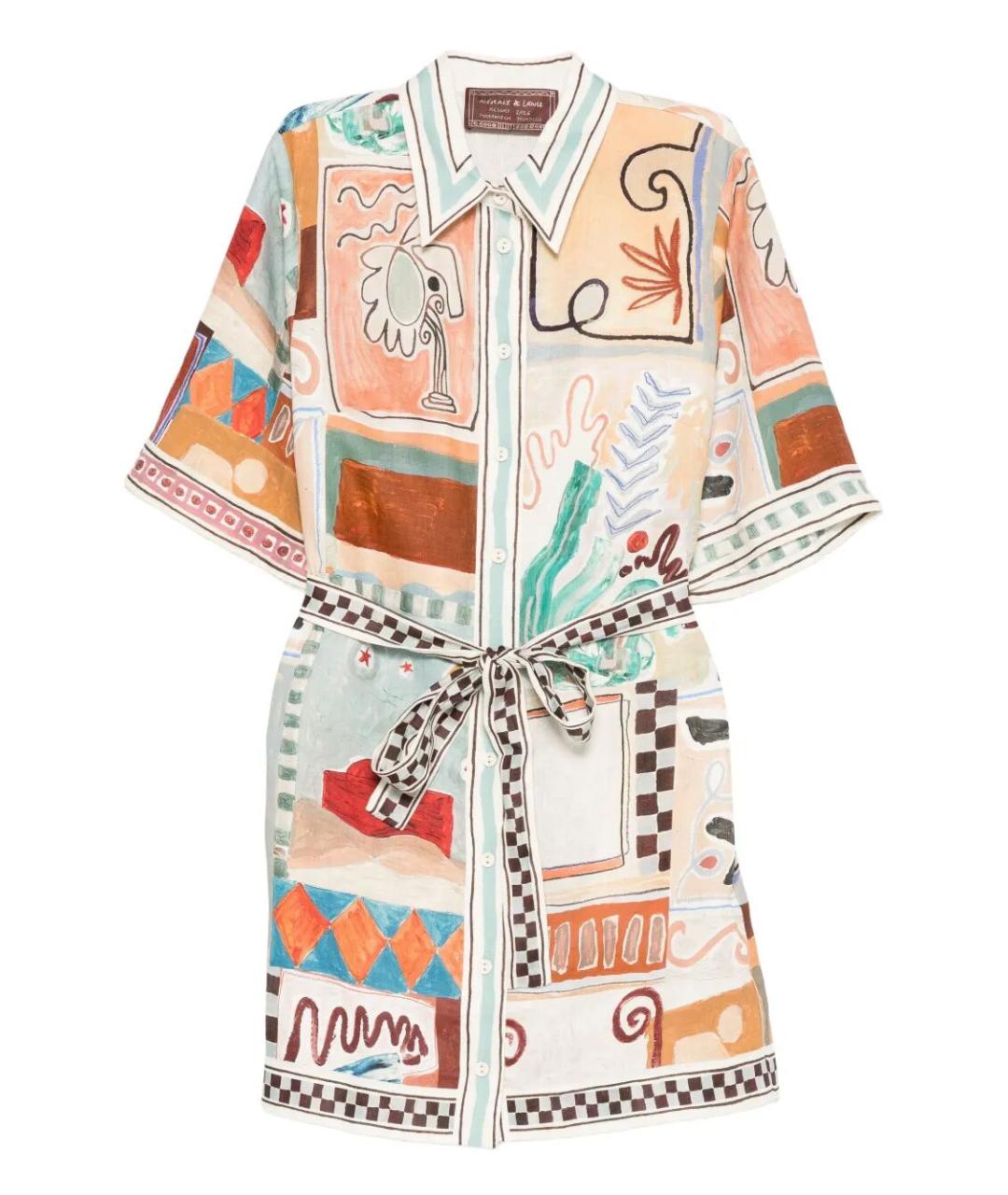 Alemais Мульти льняное повседневное платье, фото 1