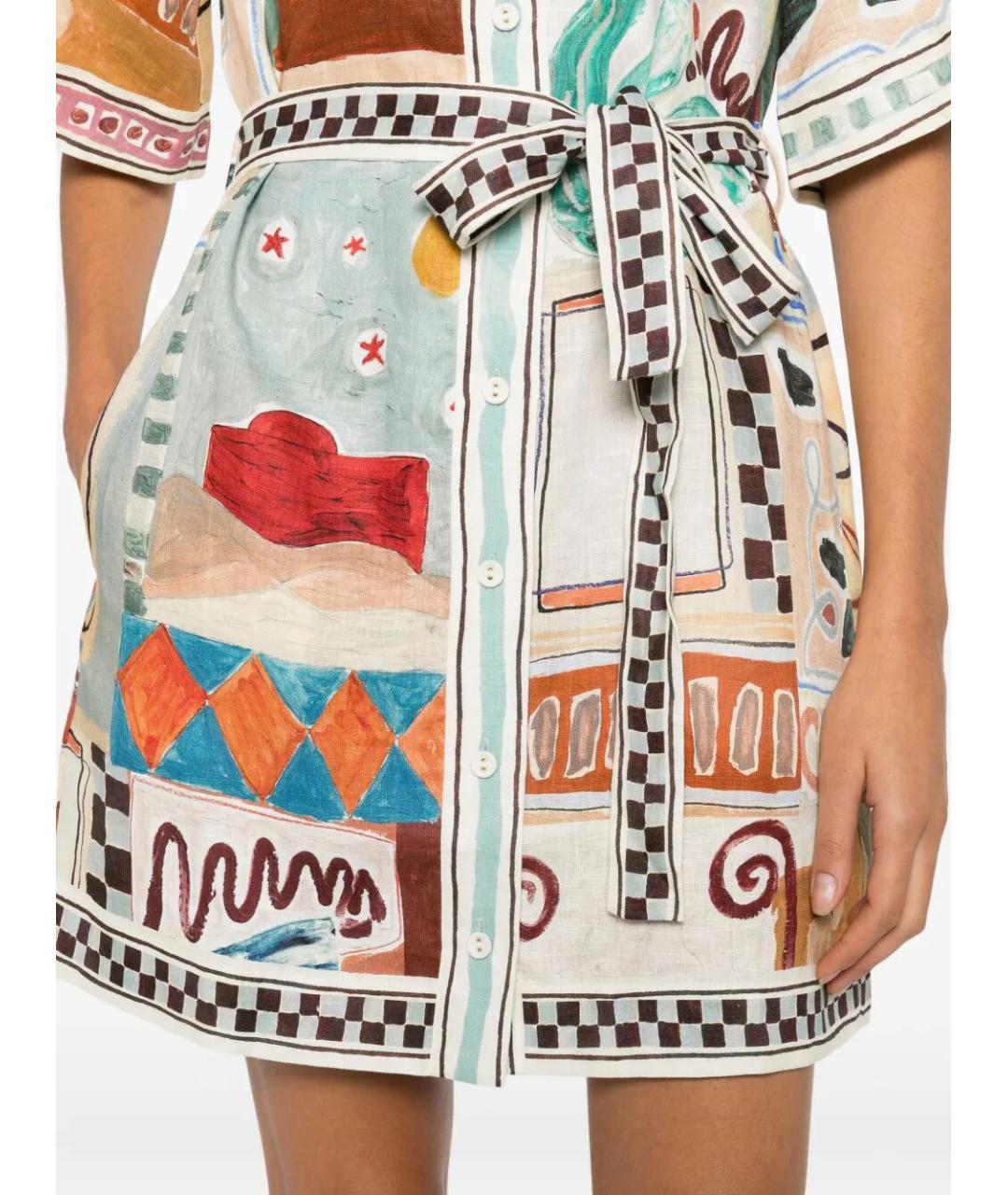 Alemais Мульти льняное повседневное платье, фото 4