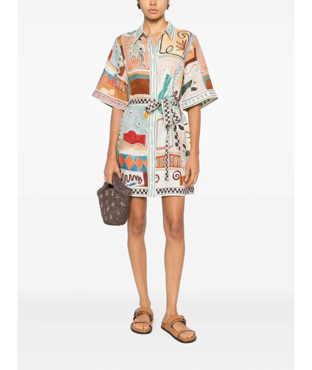 Alemais Мульти льняное повседневное платье, фото 2