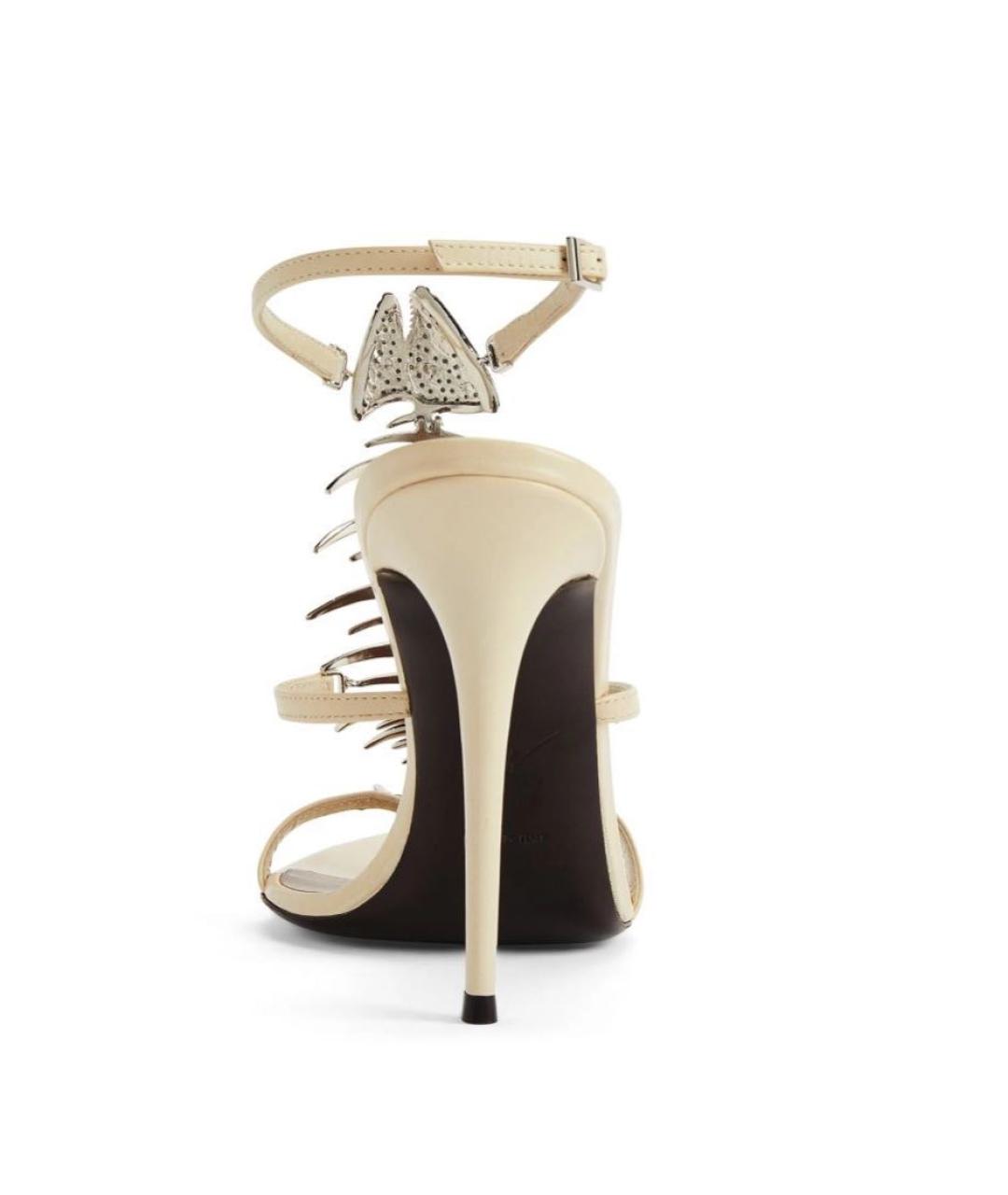 GIUSEPPE ZANOTTI DESIGN Бежевые кожаные босоножки, фото 4